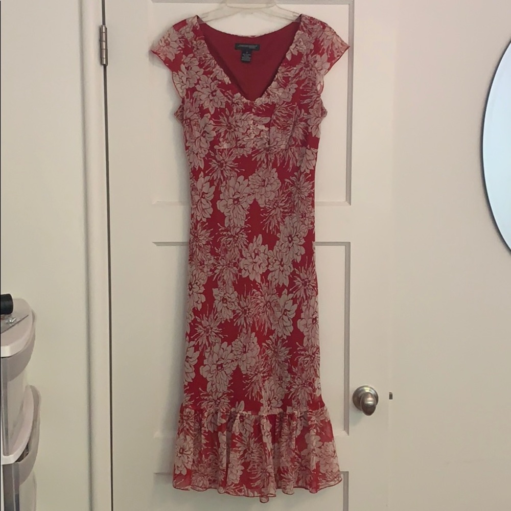 Red and white floral dress